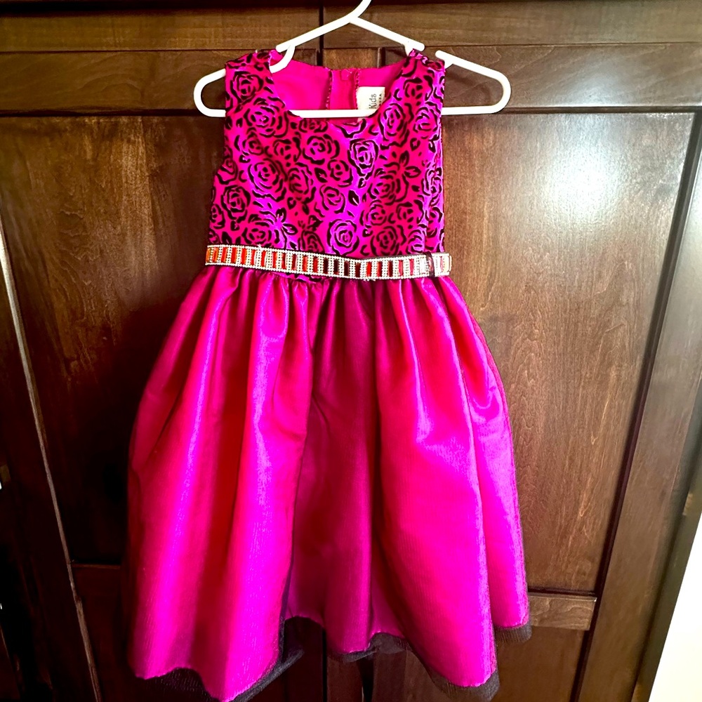 Gorgeous Pink & Black Velvet Crayon Kids 3T Dresss